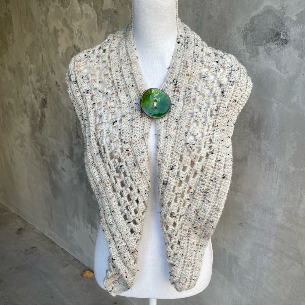 Handmade Beige Crochet Wrap Scarf